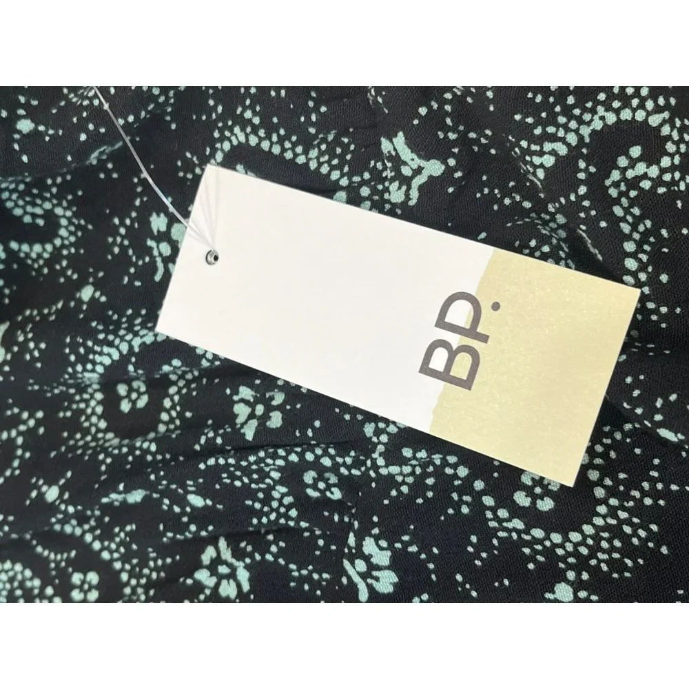 NWT BP Paisley Flutter Sleeve V-Neck Dress BLACK AND TEAL - SIZE XS - Picture 9 of 11